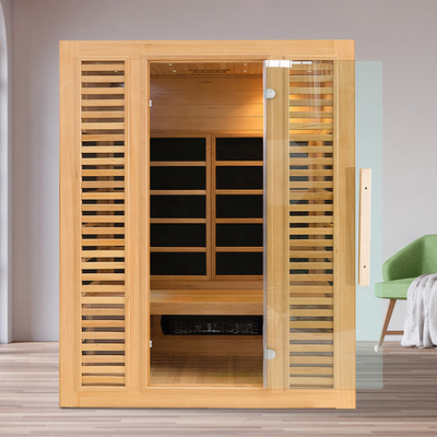 3-osobowa sucha sauna na podczerwień z drewna cykuty z jonizatorem tlenu