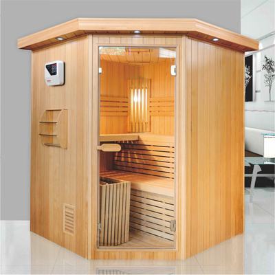 OEM Double Bench Corner Style Wewnętrzna sauna parowa z piecem 6KW