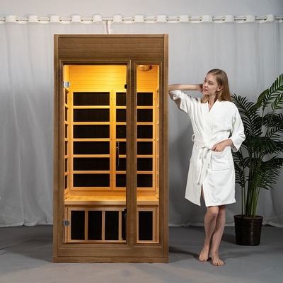 Promienne wewnętrzne grzejniki węglowe Mini drewniana sauna na podczerwień 1 - 2 osoby