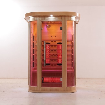 2-osobowa sauna na podczerwień typu deluxe z pełnym spektrum i ogrzewaniem węglowym z litego drewna