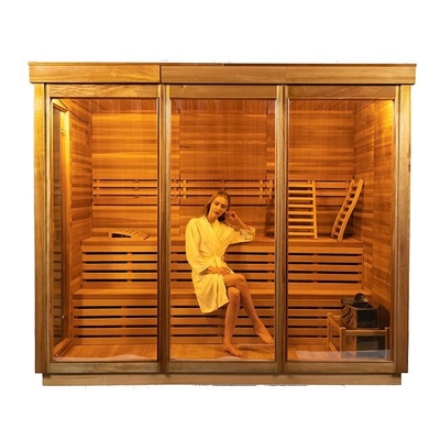 OEM i ODM Drewniana sucha sauna zewnętrzna z kuchenką elektryczną 9KW
