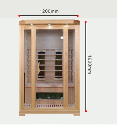 Kolor drewna Wewnętrzne kolorowe światło Domowa sauna na podczerwień Pokój dla 2 osób Rozmiar 1750 W