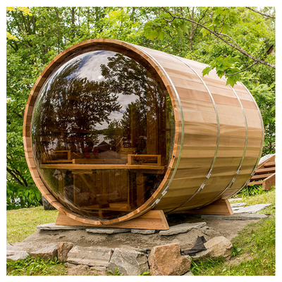 Okno panoramiczne Sauna drewniana z cydrem 6 osób z ogrzewaniem drewnianym