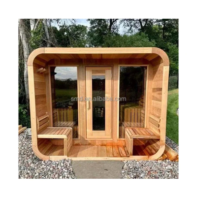 Cedar Outdoor Dry Sauna dla 5-6 osób z pełnymi szklanymi drzwiami / Bluetooth systemem muzycznym