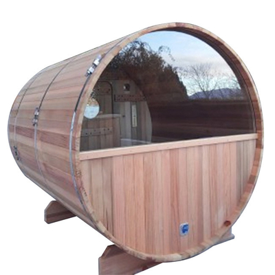 RoHS 8-osobowa okrągła sauna na zewnątrz Red Cedar Barrel Sauna Piec na drewno