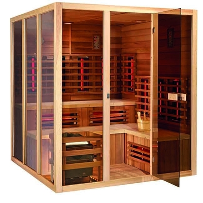 Solid Hemlock Drewniana sauna na podczerwień Spa Łaźnia parowa 6KW dla 5 osób