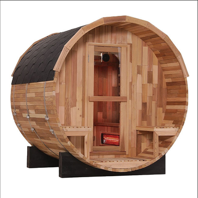 Zewnętrzna sauna beczkowa na podczerwień z drewnianą rączką
