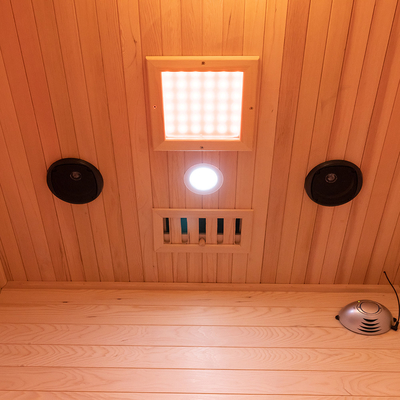 Solidna drewniana 2-osobowa sauna sucha na podczerwień na zewnątrz z wodoodpornymi gontem