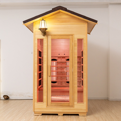 Kanada Hemlock Drewniana zewnętrzna sauna na podczerwień Full Spectrum 2 osoby Rozmiar