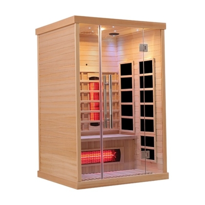 1750 W Hemlock z litego drewna 2-osobowa sauna na podczerwień do domu w pomieszczeniach