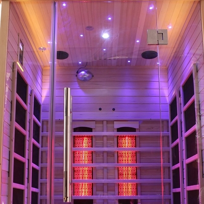 1750 W Hemlock z litego drewna 2-osobowa sauna na podczerwień do domu w pomieszczeniach