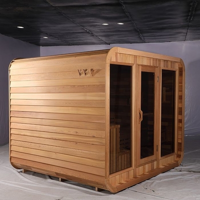 8-osobowa sauna z czerwonym cedrem Drewniana zewnętrzna kostka z kuchenką elektryczną