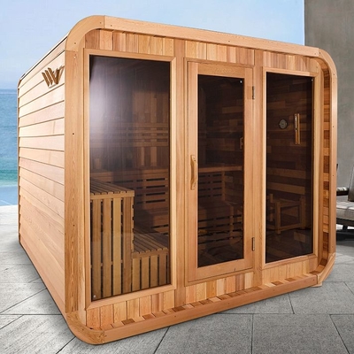 8-osobowa sauna z czerwonym cedrem Drewniana zewnętrzna kostka z kuchenką elektryczną