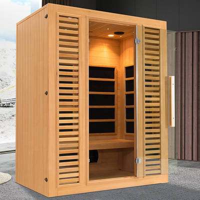 3-osobowa sucha sauna na podczerwień z drewna cykuty z jonizatorem tlenu