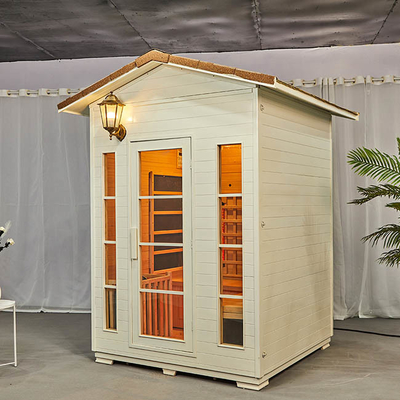 Sauna zewnętrzna na podczerwień w połączeniu z łaźnią parową z litego drewna z wodoodpornym dachem