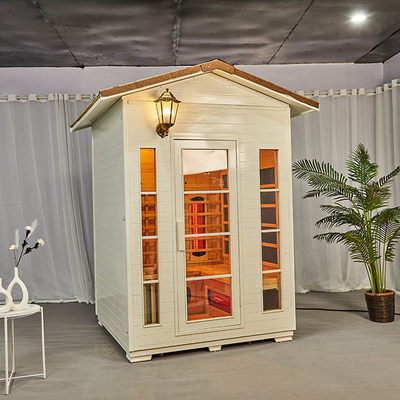 Sauna zewnętrzna na podczerwień w połączeniu z łaźnią parową z litego drewna z wodoodpornym dachem