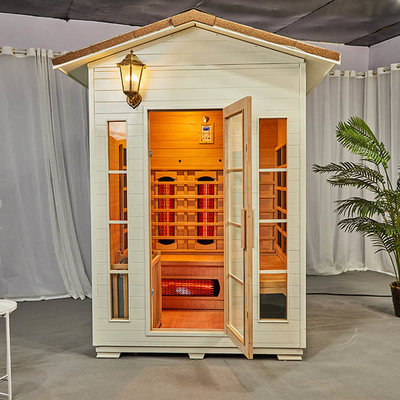 Sauna zewnętrzna na podczerwień w połączeniu z łaźnią parową z litego drewna z wodoodpornym dachem