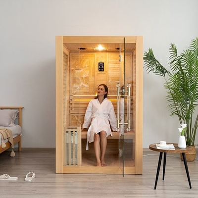 Czerwony Cedr Drewniany Dom Wewnętrzna Tradycyjna Sauna Parowa dla 2 Osób