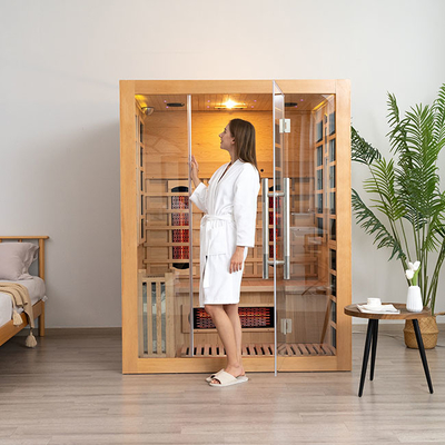 3-osobowa drewniana sauna parowa na podczerwień kompatybilna z Bluetooth dla domu