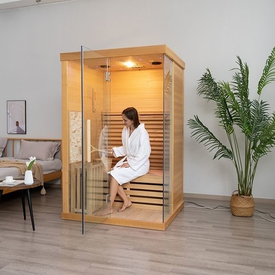 Kanada Red Cedar Drewniana 2-osobowa wewnętrzna tradycyjna sauna parowa do domu