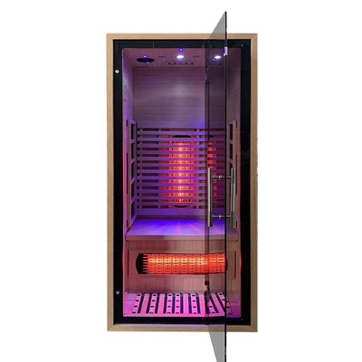Canadian Hemlock Wood Indoor Sauna na daleką podczerwień dla 1 osoby