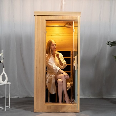 Canadian Hemlock Drewniana sauna dalekiej podczerwieni o pełnym spektrum dla jednej osoby