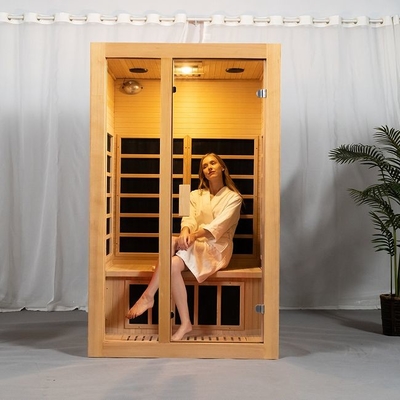 Niska EMF 2-osobowa wewnętrzna drewniana sauna domowa o pełnym spektrum w cykucie