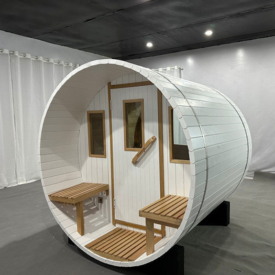 White Garden Outdoor 4-osobowa drewniana beczka Sauna Nowy projekt