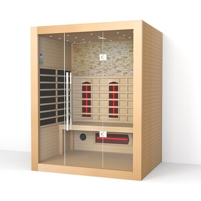 Canadian Hemlock Full Spectrum Sucha Drewniana Kryta Sauna Pokój 3-osobowy