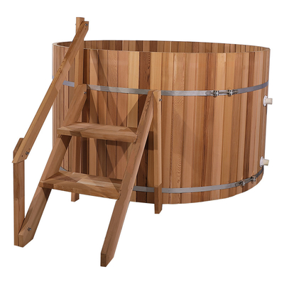3-4-osobowa zewnętrzna wanna z hydromasażem opalana drewnem z sosny czerwonej cedrowej Thermowood z zewnętrznym piecem opalanym drewnem