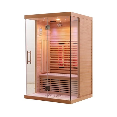 Pełen spektrum i piec węglowy z litego drewna 2-osobowa sauna na podczerwień do domu
