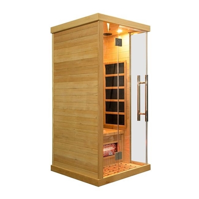 Luksusowa domowa sauna na podczerwień z litego drewna kanadyjskiej cykuty dla 1 osoby, mała