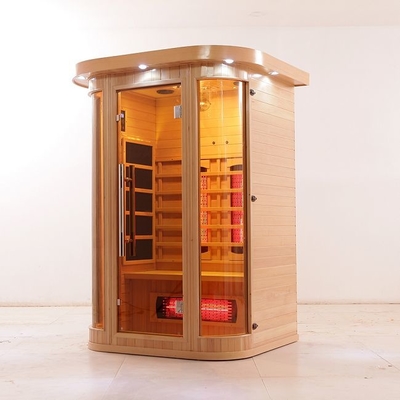 2-osobowa sauna na podczerwień typu deluxe z pełnym spektrum i ogrzewaniem węglowym z litego drewna