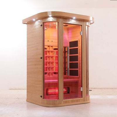 2-osobowa sauna na podczerwień typu deluxe z pełnym spektrum i ogrzewaniem węglowym z litego drewna