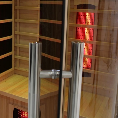 2-osobowa sauna na podczerwień typu deluxe z pełnym spektrum i ogrzewaniem węglowym z litego drewna