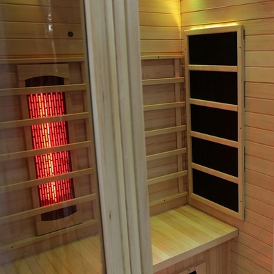 2-osobowa sauna na podczerwień typu deluxe z pełnym spektrum i ogrzewaniem węglowym z litego drewna