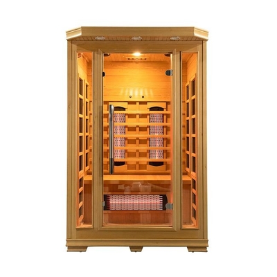 Drewniana wewnętrzna sauna na podczerwień 1750 W dla 2 osób o niskiej sile elektromagnetycznej