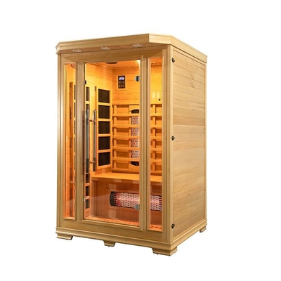 Drewniana wewnętrzna sauna na podczerwień 1750 W dla 2 osób o niskiej sile elektromagnetycznej