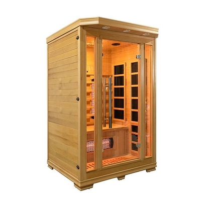 Drewniana wewnętrzna sauna na podczerwień 1750 W dla 2 osób o niskiej sile elektromagnetycznej