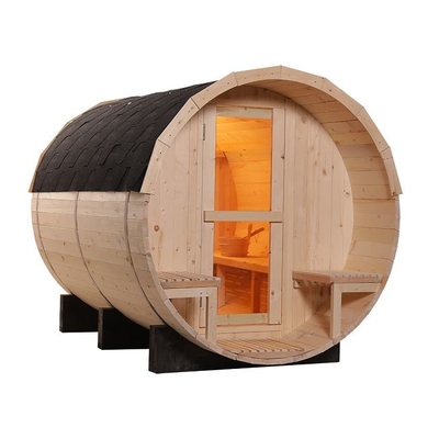 Duża tradycyjna zewnętrzna sauna parowa z litego drewna z piecem o mocy 6 kW