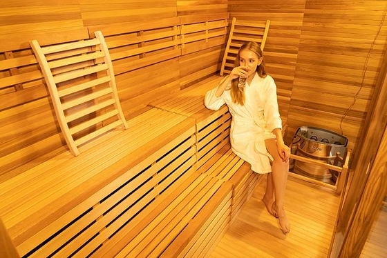OEM i ODM Drewniana sucha sauna zewnętrzna z kuchenką elektryczną 9KW