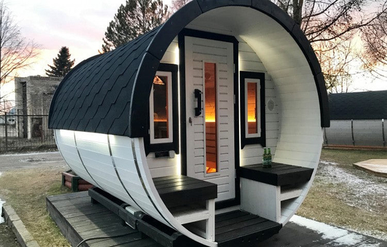 Łatwa w instalacji sauna beczkowa z czerwonego cedru na zewnątrz dla 8 osób