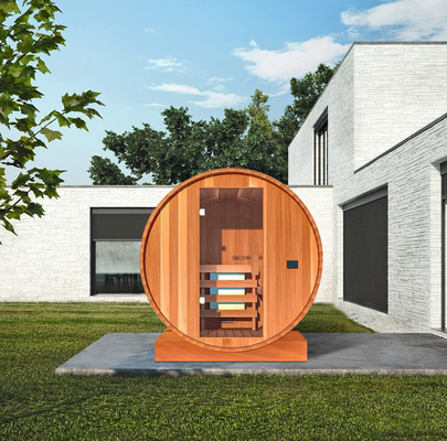 Sauna beczkowa z kanadyjskiego czerwonego drewna cedrowego z drzwiami ze szkła hartowanego 8 mm 180x240 cm