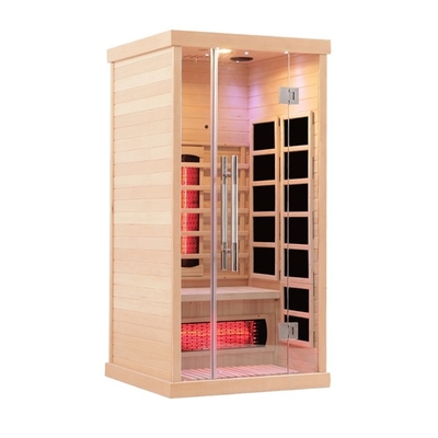 Przezroczyste szkło hartowane Sauna dalekiej podczerwieni z pełnym spektrum i grzejnikiem panelowym z włókna węglowego