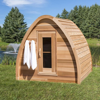 Mini sucha sauna zewnętrzna z litego drewna z czerwonego cedru dla 2 - 4 osób