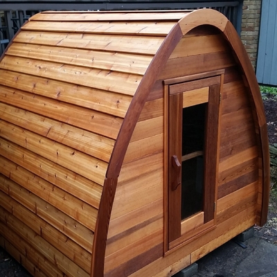 Mini sucha sauna zewnętrzna z litego drewna z czerwonego cedru dla 2 - 4 osób