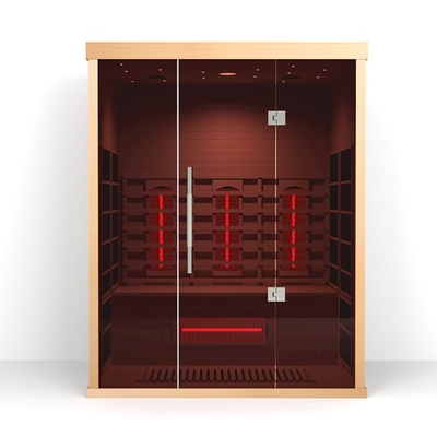 Kolor drewna Low EMF Sauna na podczerwień 1500 * 1200 * 1900 mm Z lampką do czytania