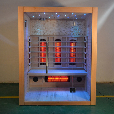 2100W Wewnętrzna sauna z litego drewna Hemlock Sauna na podczerwień Czerwony cedr 3 osoby Sucha sauna dalekiej podczerwieni
