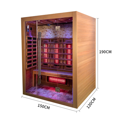 2100W Wewnętrzna sauna z litego drewna Hemlock Sauna na podczerwień Czerwony cedr 3 osoby Sucha sauna dalekiej podczerwieni