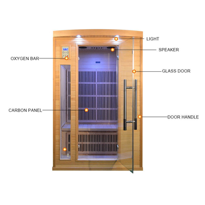 Luksusowa drewniana sauna sucha na podczerwień o mocy 1750 W dla 2 osób